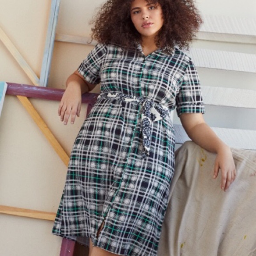 Nwt Eloquii midi plaid dress, nice fabric weight.